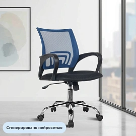 Кресло БР Комус Мебель EChair-396 сетка/ткань,синий/черный,хром