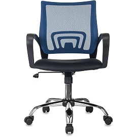 Кресло БР Комус Мебель EChair-396 сетка/ткань,синий/черный,хром