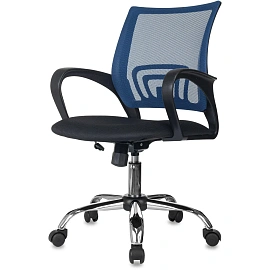 Кресло БР Комус Мебель EChair-396 сетка/ткань,синий/черный,хром