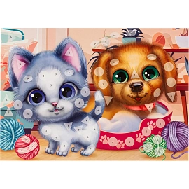 Аппликация 21х30 см котик и песик МУЛЬТИ АРТ EVAGEO-112386