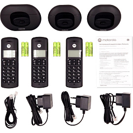 Радиотелефон Motorola DECT E203 (цвет Черный) (кмпл 3 трубки) фото Радиотелефон Motorola DECT E203 (цвет Черный) (кмпл 3 трубки)