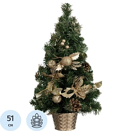 Ёлка искусственная новогодняя настольная с украшениями 51 см