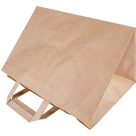 Крафт-пакет коричневый с плоскими ручками 320х200х220 мм 70 г/кв.м био (300 штук в упаковке)