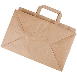 Крафт-пакет коричневый с плоскими ручками 320х200х220 мм 70 г/кв.м био (300 штук в упаковке)