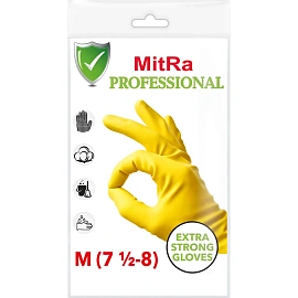 Перчатки MitRa Professional КЩС желтые, р.M (12 пар/уп.)