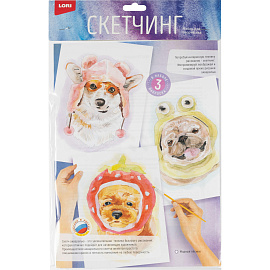 Набор для рисования Скетчинг акварелью Модные пёсики, Рн-044 фото Набор для рисования Скетчинг акварелью Модные пёсики, Рн-044