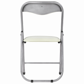 Стул складной для дома и офиса РС04, серебристый каркас, кожзам бежевый