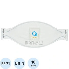 Респиратор трехпанельный О2 3111 FFP1 NRD с клапаном, 10шт/уп