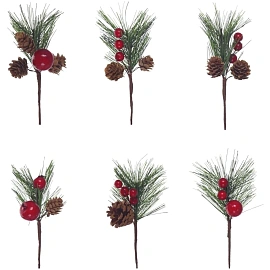 Хвойная ветка с шишками и ягодами 15x9 см