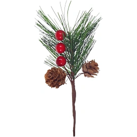 Хвойная ветка с шишками и ягодами 15x9 см