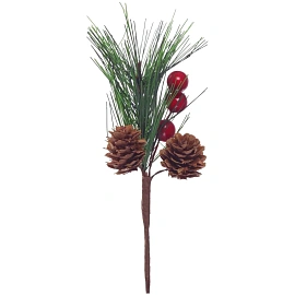 Хвойная ветка с шишками и ягодами 15x9 см