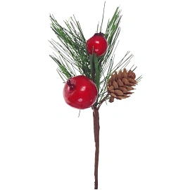 Хвойная ветка с шишками и ягодами 15x9 см