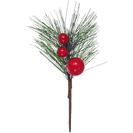Хвойная ветка с шишками и ягодами 15x9 см