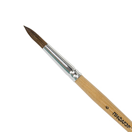 Кисть ПИФАГОР, ПОНИ, круглая, № 6, деревянная лакированная ручка, колпачок, пакет с подвесом, 200835 фото Кисть ПИФАГОР, ПОНИ, круглая, № 6, деревянная лакированная ручка, колпачок, пакет с подвесом, 200835