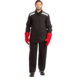 Костюм сварщика 17-17111 с ХБ накладками летний чёрный/серый (размер 44-46, рост 170-176)