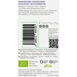 Чай чёрный Althaus Darjeeling Highlands 20 пакетиков