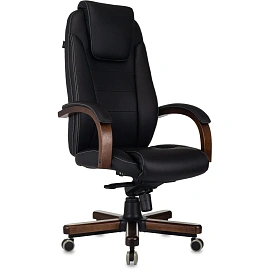 Кресло БР Комус Мебель EChair 329 кожа,черный, дерево
