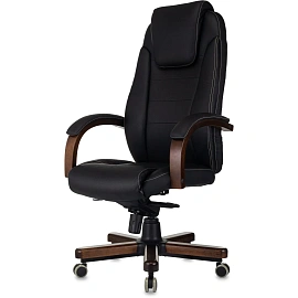 Кресло БР Комус Мебель EChair 329 кожа,черный, дерево