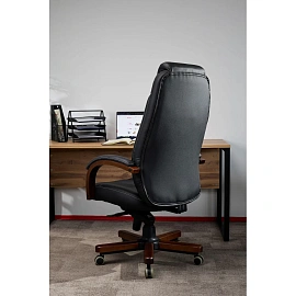 Кресло БР Комус Мебель EChair 329 кожа,черный, дерево