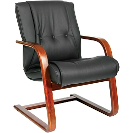 Конференц-кресло Chairman CHAIRMAN 653V чёрное/тёмный орех (натуральная кожа с компаньоном, дерево)