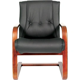 Конференц-кресло Chairman CHAIRMAN 653V чёрное/тёмный орех (натуральная кожа с компаньоном, дерево)