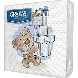 Салфетки бумажные Gratias PushSoft Лучший день рождения 33х33 см (25 штук в упаковке)