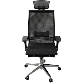 Кресло офисное МЕТТА "SAMURAI" S-3, с подголовником, сверхпрочная ткань-сетка, черное