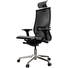 Кресло офисное МЕТТА "SAMURAI" S-3, с подголовником, сверхпрочная ткань-сетка, черное