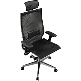 Кресло офисное МЕТТА "SAMURAI" S-3, с подголовником, сверхпрочная ткань-сетка, черное