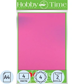 Фоамиран Hobby Time Флуоресцентные цвета А4 4 листа 4 цвета