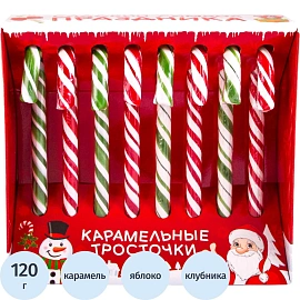 Карамель Сладкая сказка Карамельные Тросточки яблоко-клубника 120 г