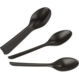 Ложка одноразовая чайная пластиковая Аэроснаб чёрная 125 мм (1000 штук в упаковке)