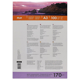 Фотобумага для цветной струйной печати Lomond двусторонняя (матовая, А3, 170 г/кв.м, 100 листов, артикул производителя 0102012) фото Фотобумага для цветной струйной печати Lomond двусторонняя (матовая, А3, 170 г/кв.м, 100 листов, артикул производителя 0102012)