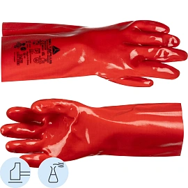 Перчатки DELTA PLUS PVC733510 ПВХ КЩС цв.красный р.10