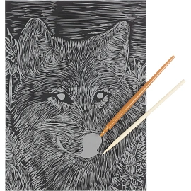 Гравюра Скретчинг  18x24 см волк, набор МУЛЬТИ АРТ SCRETCH-111536
