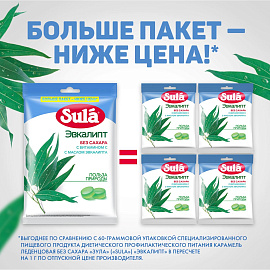 Леденцы Зула Эвкалипт пакет 249г