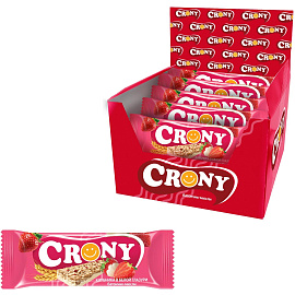 Батончик мюсли Crony клубника в белой глазури 50 г (12 штук в упаковке)