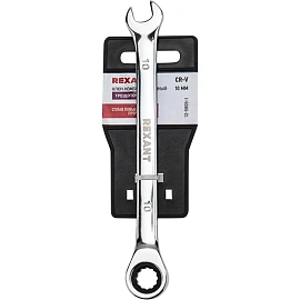 Ключ комбинированный трещоточный 10мм, CrV, зеркальн. хром REXANT 12-5805-1