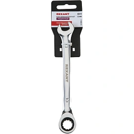Ключ комбинированный трещоточный 13мм, CrV, зеркальн. хром REXANT 12-5808-1