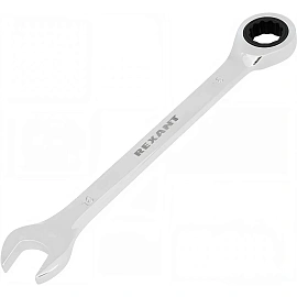 Ключ комбинированный трещоточный 16мм, CrV, зеркальн. хром REXANT 12-5811-1