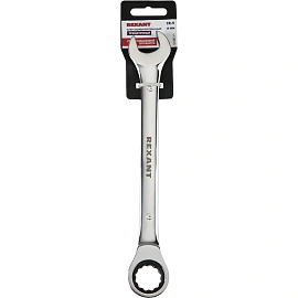 Ключ комбинированный трещоточный 19мм, CrV, зеркальн. хром REXANT 12-5813-1