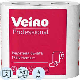 Бумага туалетная Veiro Professional 2сл 50 м 4рул/уп Т316_УГМК