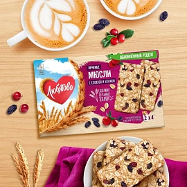 Печенье злаковое Любятово мюсли с клюквой и изюмом 120 г