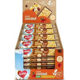 Батончик злаковый Любятово банан-молочный шоколад (25 батончиков по 27 г)