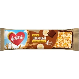 Батончик злаковый Любятово банан-молочный шоколад (25 батончиков по 27 г)