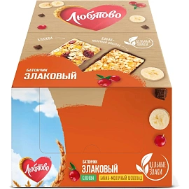 Батончик злаковый Любятово с клюквой, 27гx25шт/уп