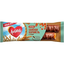 Печенье Любятово сахарное с соленой карамелью в глазури, 50гx12шт/уп
