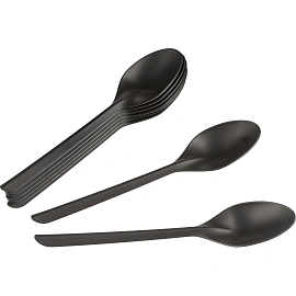 Ложка одноразовая столовая пластиковая чёрная 173.5 мм (1000 штук в упаковке)