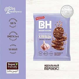 Хлебцы цельнозерновые Baker House ржаные с чесноком, 50г