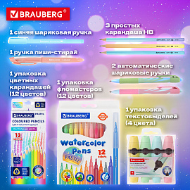 Набор канцелярии подарочный BRAUBERG "PASTEL", 18 наименований, 63 предмета, 880952